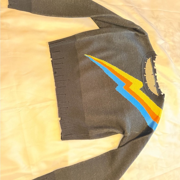 Distressed Lightning Bolt Knit Sweater – S/M (no tags) - Picture 5 of 8